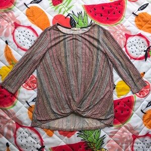 3/$25 striped long sleeve top with a twist front